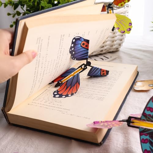 VGOODALL 24 Stück Fliegende Schmetterlinge, Magische Schmetterling Spielzeug Magic Flying Butterfly Card Wind up Butterfly Toy Fliegender Schmetterling Karte