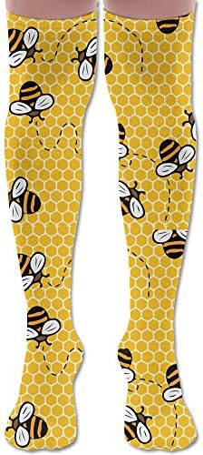 Honeybee Honeycomb Bees Womens Thigh High Socks Over Knee High Socks Leg Warmer Sexy Stockings