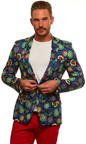 Suslo Couture Men's Green FlowersSlim Fit Sport Coat