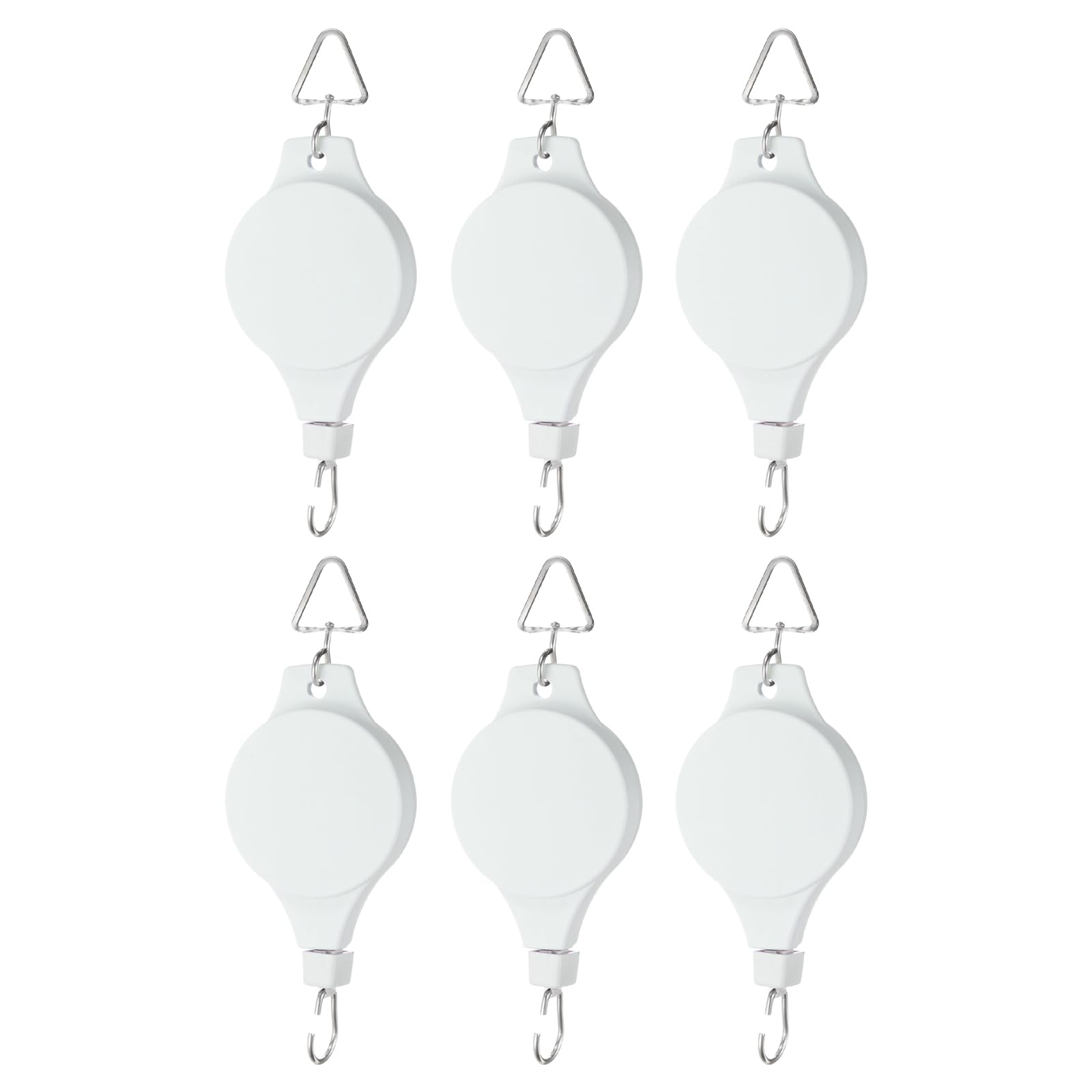 PATIKIL Plant Hanger, 6 Pcs Pulley Retractable Triangle Hanging Flower Basket Hook Indoor and Outdoor Plant Pots Holder, for Planters, Flower Basket, Wind Chimes, Bird Feeders, White