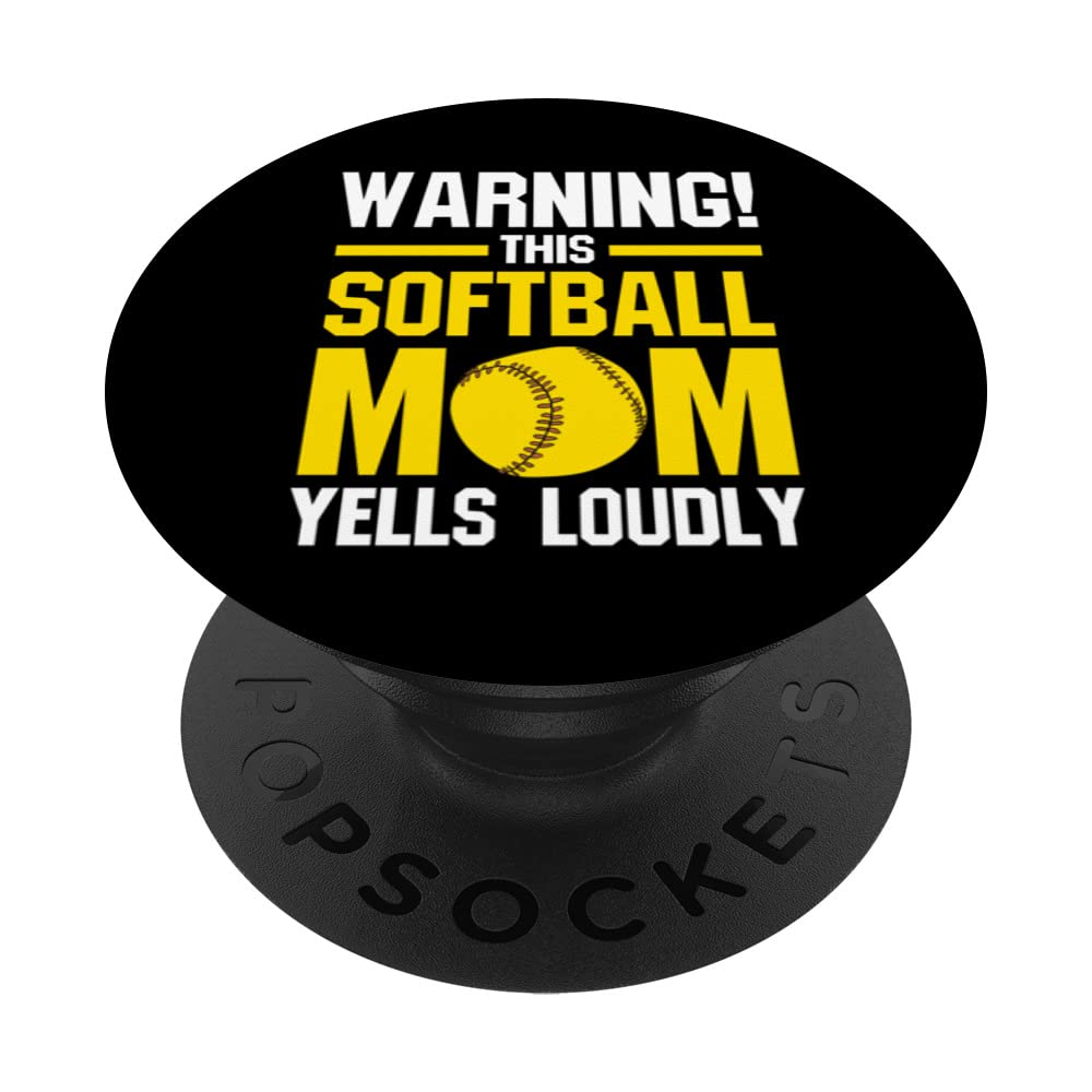 warning!this softball mom softball mom softball player PopSockets Swappable PopGrip