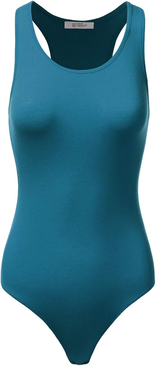 FPT Womens Basic Racerback Tank Top Bodysuit Teal L at Amazon Women’s