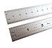 Shinwa 12" 300 mm English Metric Rigid (1.250 wide x .040 thick) Zero Glare Satin Chrome Stainless Steel E/M Machinist Engineer Ruler/Rule with Graduations in 1/64, 1/32, mm and .5mm Model H-3412C primary