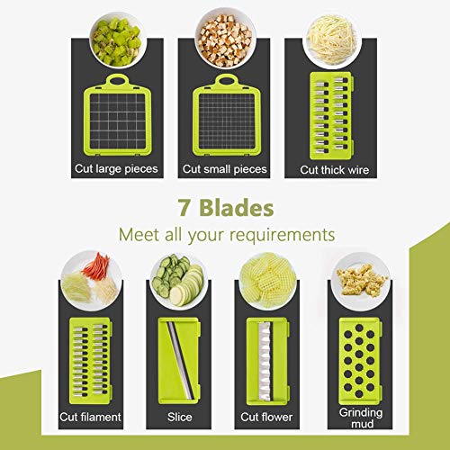 Caannasweis Vegetable Chopper, Pro Mandoline Slicer with Container, 8 in 1 onion chopper slicer dicer for Carrots, Cabbage, Potato, Garlic, Tomato, Fruit, Salad
