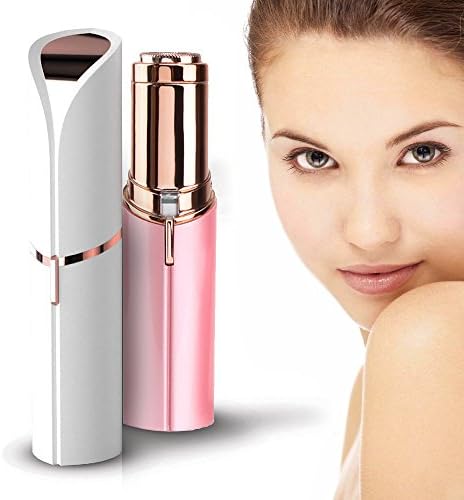 Women's Painless Hair Remover - Remove Facial and Body Hair - Compact Mini Travel Size 18K Gold Plated Painless Shaver with LED Light (White/Gold)