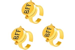 ALFAAL 3PCS Bff Ring, Best Friend Anime Adjustable Opening Ring for Teens, Best Friendship Jewelry