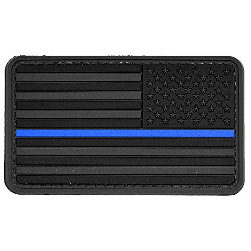 LIVABIT PVC Rubber 3D Morale Patch MP-52 Tactical Airsoft Paintball Black USA Flag Reverse Thin Blue Line Police