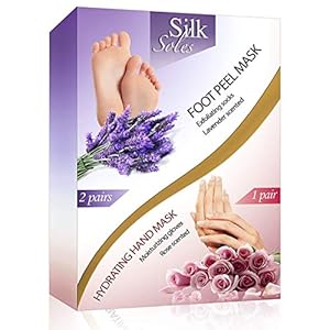 Foot Peel Mask 2 Pack and Moisturizing Gloves Baby Feet Manicure and Pedicure Kit Exfoliating Foot Treatment Home Spa Hand Therapy Peeling Away Calluses and Dead Skin Cells