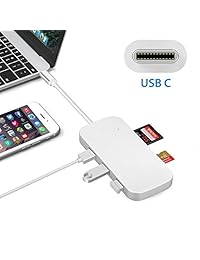 USB C HUB, USB Type C adaptador con 3 puertos USB 3.0 y lector de tarjetas SD TF