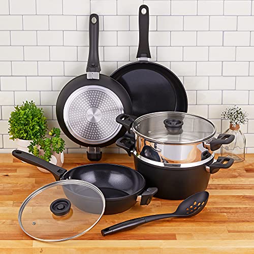 Ivation Stackable Cookware Set 15Piece Nonstick, CeramicCoated