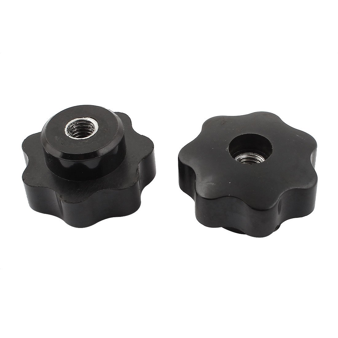 Sourcingmap M8 1.25mm Pitch Female Thread Through Hole Star Head Screw Clamping Knob Grip Black 2pcs