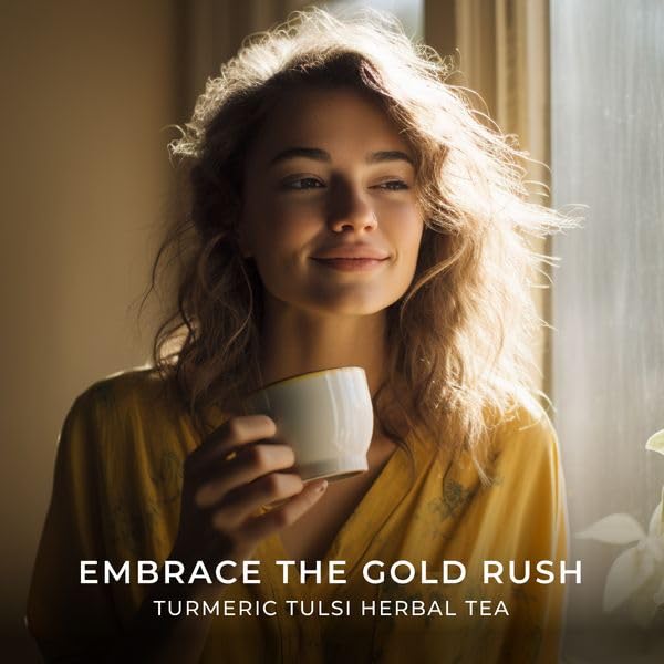 GYA TEA CO LOOSE LEAF TURMERIC TULSI HERBAL TEA – ZERO CALORIES CAFFEINE-FREE TURMERIC TEA – 100% NATURAL LOOSE LEAF TEA WITH NO ARTIFICIAL INGREDIENTS – PURE SUGAR-FREE (5.29 OZ)