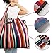GOPHRALOVE Reusable Grocery Bag 2 Packs Large Washable Foldable Eco Friendly Nylon Heavy Duty Fits in Pocket Shopping Tote Bag (New Rainbow)