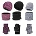 anqier Winter Warm Beanie Hat + Scarf + Touch Screen Knit Gloves 3 Pieces Knitted Set for Men Women(Black)