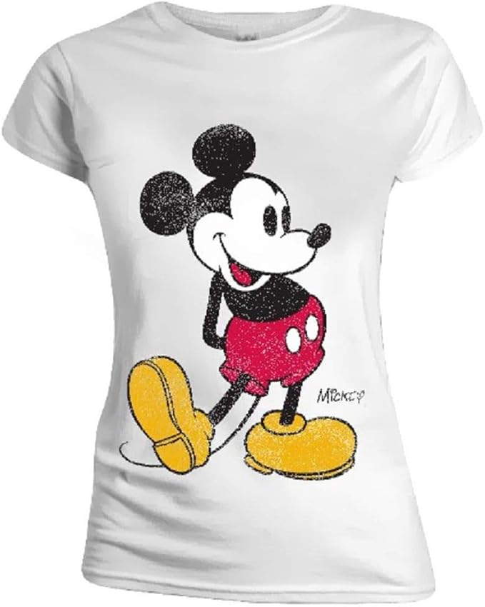 Mickey Mouse Classic Kick Women's TShirt White Amazon.co.uk Clothing