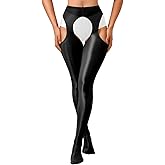 ChiaoLezhee Sexy Shiny Tights, Sheer High-Waisted, Suspender Pantyhose For Women Rave Party Outfits Leggings Pants Exotic