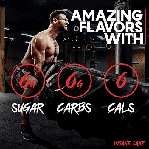 Insane Labz Psychotic Black Edition Mid Stimulant Pre Workout Powder, Energy Focus Pumps, Loaded with Creatine Beta Alanine Taurine Fueled by AMPiberry, Variety 30 Servings