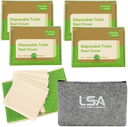 Toilet Seat Covers Disposable Travel - 50 Flushable Toilet Liners in 5 Convenient Packs with A to-Go Pouch