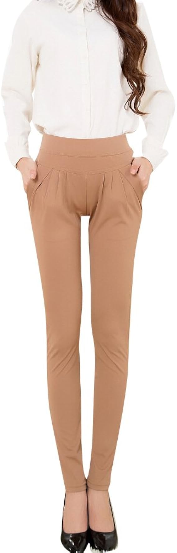 Damen Hose High Waist Chino - Business Casual Slim Fit Mit Gürtel