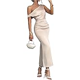 Floerns Women's Elegant Off The Shoulder Dress Ruched Sleeveless Bodycon Wedding Guest Maxi Dresses