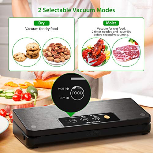 Vacuum Sealer Blusmart 80Kpa Stainless Steel Food Sealer Machine Air Sealing Systemfor Food