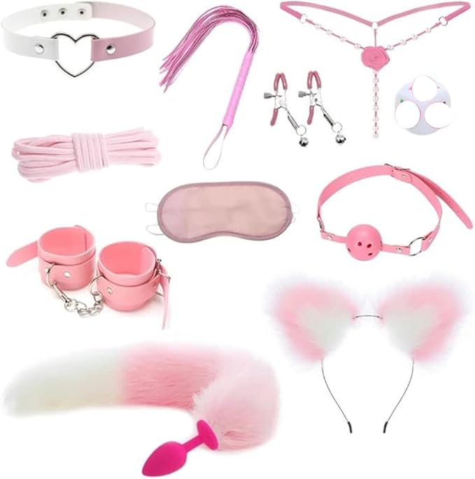 Juego de 11 piezas de silicona B-ü~tPl-ù`g Animal Fox cola de lobo