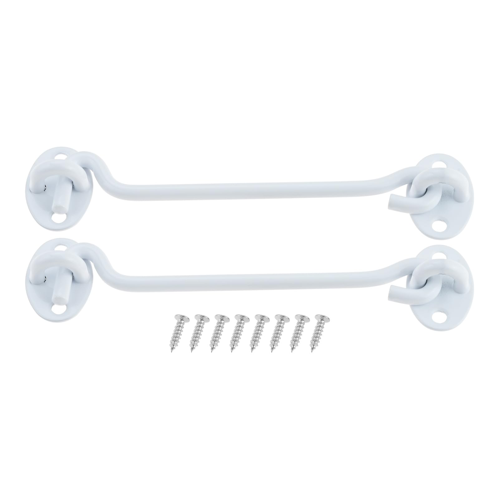 150mm Cabin Hook and Eye Latch Lock Shed Gate Door Catch Silent Holder Stainless Steel White 6inch 2Pcs — image 1