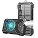 GOODaaa Power Bank Wireless Charger 36000mAh Built in 4 Cables Six Outputs 18W Fast Charging Power Bank for All Mobile Devices Three Inputs Solar Portable Charger with Dual Flashlights, Carabiner