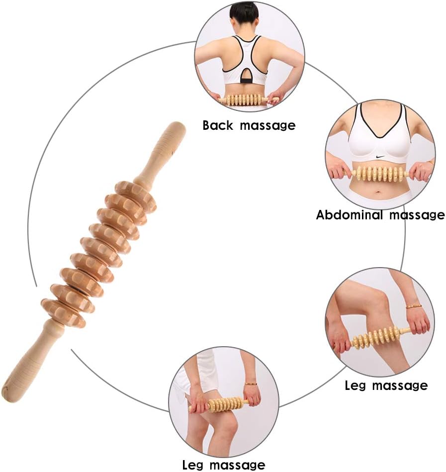 Liitrton Manual Wooden Fascia Massage Roller Trigger Points for Release Cellulite Sore Muscle Blasting (White): Health & Personal Care