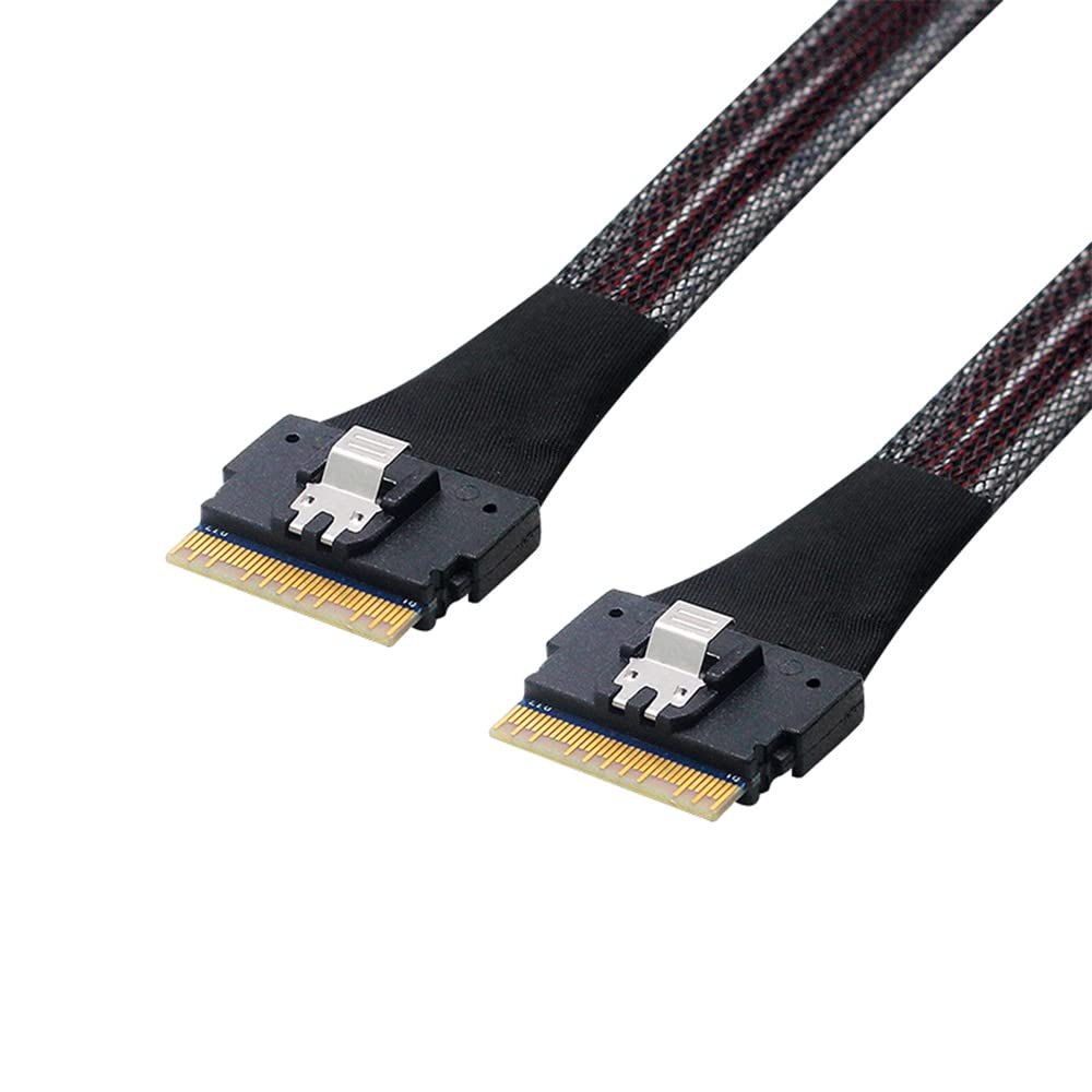 NFHK PCI-E Slimline SAS 4.0 SFF-8654 8i 74pin Host to SFF-8654 74Pin Slim SAS Target Cable 50cm