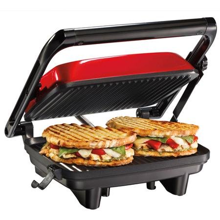Hamilton Beach Panini Press Gourmet Sandwich Maker, Red, 254