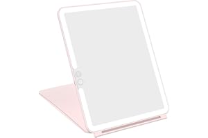 WEILY Makeup Mirror with Lights, 2000 mAh USB Rechargeable Lighted Makeup Mirror, Touch Screen 3 Colors Adjustable 72 LED Lights Compact Travel Mirror, Gift for Girls Women (Pink)