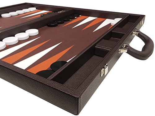 Silverman & Co Backgammon Set, 19-Inch, Large, Dark Brown Board
