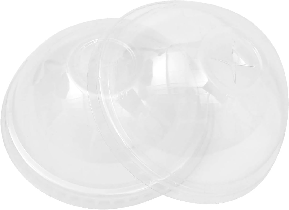 [100 Pack ] Clear Disposable Lids, Crystal Clear Plastic Lids With Straw Slot for 12, 16, 20 & 24 oz. Pack of 100, Made of PET, Safe & Healthy (Dome Lids)