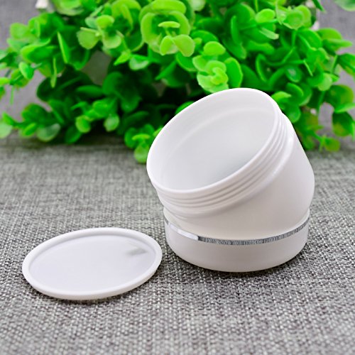 20ml/50ml/100ml/250ml Empty White Silver Edge Portable Refillable Plastic Cosmetic Makeup Face Cream Jar Sample Container Bottle Pot (100ml(3.4oz)-6PCS)