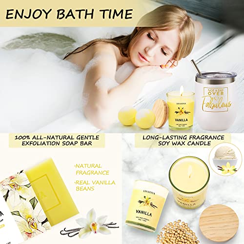 Gift Baskets for Women, Vanilla Spa Gifts for Women, 15pcs Bath and Body Gift Set with Bubble Bath, Relaxing Gifts for Women, Birthday Gifts for Her, Mom, Friends, Sister, Coworker, Wife, Girlfriend
