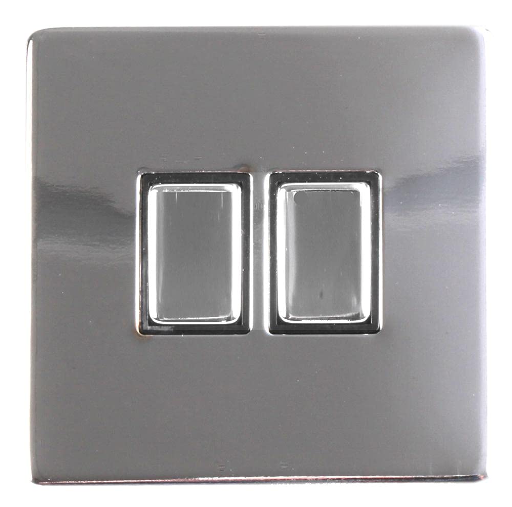 PRO ELEC PELB1129 Screwless Light Switch, 2 Gang, 2 Way, 10AX, Polished Chrome