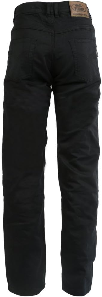 Womens Turin Black 280gsm Aramid Dupont Kevlar Motorcycle Protective Jeans - UK 10 to UK 22 - R/L Leg Options