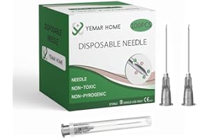YEMAR HOME 22Ga Needle 1inch with Cap for Scientific Labs（100 Pack））