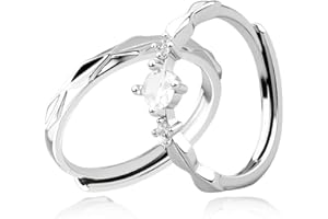 Matching Couple Gifts for Him Her Anniversary Birthday Gifts for Girlfriend Bf Husband Wife Adjustable Couple Rings Gift