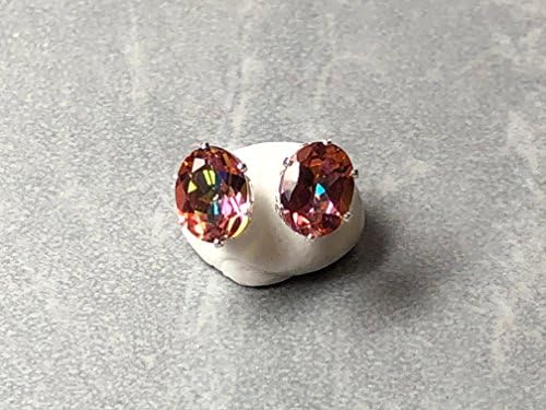 6x8mm Faceted Anastasia Topaz Oval Post Earrings set in Sterling Silver