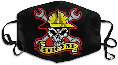 ROUGHNECK Oilfield, Oil Rig Drilling Worker Skull New Style Polyester Adjustable Dust Pollen Allergens Flu Germs Home Mouth Mask (One Size 18cm11cm)