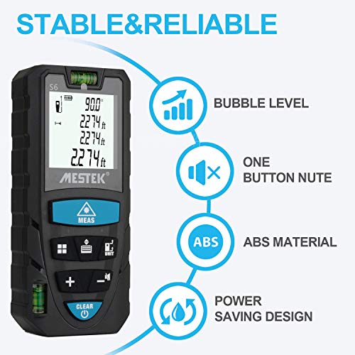 Laser Measure 164 Ft/70M MESTEK Laser Distance Meter M/in/Ft/Ft+in Measure Distance Pythagorean Distance Area Volume - Carry Bag and Battery Included