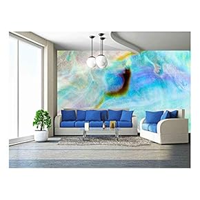 Iridescent Nacre Mother-of-Pearl Inner Side of Paua, Perlemoen or Abalone Shell Macro Background Texture Pattern - Removable Wall Mural | Self-Adhesive Large Wallpaper - 66x96 inches