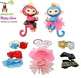 Monkey Glam - 12 Piece Glamorous Reversible Tutu and Headband Set - Perfect for Dolls and Interactive Baby Monkeys - Great Xmas Gift Accessory (Pink White)