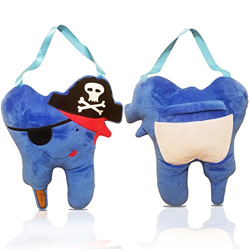 Zigora Tooth Fairy LED Pirate Pillow Kit for Boys 5 Piece Bundle Memorable Gift Set - 1 LED Pillow, 2 FDA Approved Toothbrushes, 1 Keepsake Box, 1 Lost Tooth Certificate Pad & 4 AA Batteries.