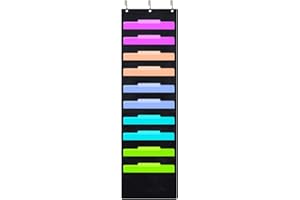 Eamay Hanging File Folder Organizer Wall Mounted - 10 Pockets Wall File Folders, Office Supplies File Document Organizer Holder Pocket Chart for Offices, Classroom or Home Use