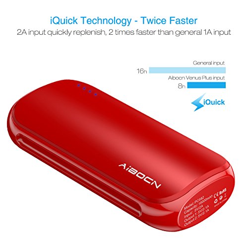 Aibocn Power Bank 16000mAh Portable External Charger with Fast Charging Technology for Apple Phone iPad Samsung Galaxy Tablets and More, Christmas Red - Thumbnail 2