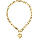 FAUTHENTICUTE Chunky Gold Pendant Necklaces For Women Gold Chain links With Sun Heart Lion Conch Shell Charms Summer Necklaces Beach Jewelry Gift