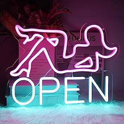 Open Neon Sign Bar LED Sign Pink Lady Neon Signs